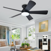 Depuley 42-inch ceiling fan with light remote in black for indoor and outdoor use.