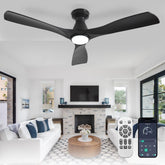 Depuley 52-inch ceiling fan with light, black, three blades for living areas