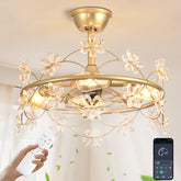 Depuley flower fandelier gold cage with lights brightens living rooms.