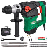 DESHUO SDS-Plus rotary hammer drill powers through concrete with a 12.5 A motor.