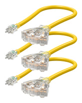 DEWENWILS 2ft tri-tap extension cord ready for indoor power access.