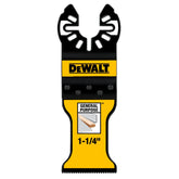 DEWALT 1-1/4-inch titanium oscillating blade cutting wood with nails for tough jobs