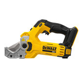 DEWALT DCE180B in-use delivering fast, clean cuts on plastic tubing.