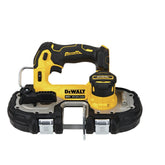 DEWALT ATOMIC 20V MAX band saw overview showing compact design for overhead cuts