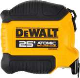 DEWALT Atomic 25ft tape measure with a compact body for easy solo measuring.