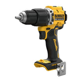 DEWALT DCD799B compact hammer drill front view, small footprint for tight spaces.