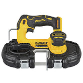 DEWALT DCS375B compact bandsaw overhead cut for tight-space work