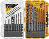 DEWALT DW1177 20-piece case showing organized drill bits for metal, wood, and plastic projects