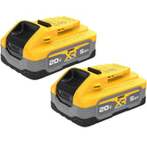 DEWALT Powerstack 20V Max 5Ah battery side view showing rugged base.