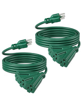 DEWENWILS 15ft outdoor extension cord in green for versatile garden lighting and power access
