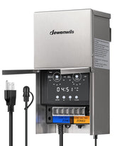 DEWENWILS 200W outdoor transformer in weatherproof housing powering landscape lighting