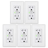 DEWENWILS 5 pack GFCI outlet outdoors with weather resistance and 20A protection.
