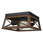 DEWENWILS farmhouse flush mount with wood grain finish for rustic kitchen ambience