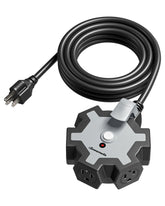 DEWENWILS industrial power strip with five outlets in a circular layout for bulky plugs