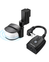 DEWENWILS motion sensor outlet setup enabling flexible placement for no dead zone lighting.