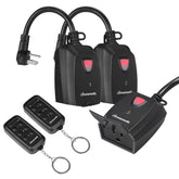 DEWENWILS outdoor-indoor wireless remote outlet with 2 remotes for easy lighting control.