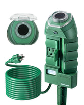 Dewenwils outdoor timer stake setup for easy hands-free garden lighting control.