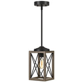 DEWENWILS pendant light with wood grain finish and cage shade for stylish entryways