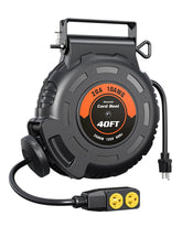Dewenwils retractable extension cord reel 40ft provides tidy, accessible power in workshops
