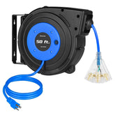 DEWENWILS retractable cord reel with 50 ft reach for neat, flexible power.