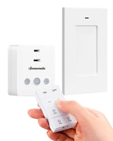 DEWENWILS wireless dimmer plug with remote control for customizable lighting.