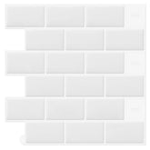 DEWOO white peel-stick subway tile backsplash for quick kitchen update