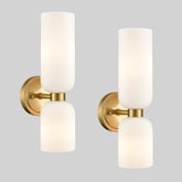 DEYNITE gold wall sconce with milky shade for modern bathroom vanity lighting.
