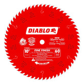 Diablo D1060X fine-finish blade gliding through wood for a smooth cut.