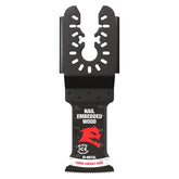 Diablo Demo Demon universal-fit bi-metal blade cutting nail-embedded wood for precise plunge cuts