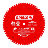 Diablo D1080X Ultra Finish blade for wood delivers ultra-smooth crosscuts for fine cabinetry.