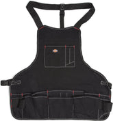 Dickies 16-pocket workshop bib apron front view shows organized tool storage