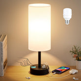 Dicoool white touch table lamp closeup with responsive touch control for quick lighting.