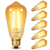 DiCUNO amber Edison bulb with warm 2200K glow ideal for cozy dining ambiance.