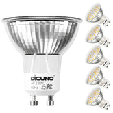 DiCUNO GU10 dimmable bulb with 2700K warm glow for cozy spaces.