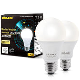 DiCUNO radar motion sensor light bulb lighting the front porch for hands-free security
