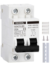 Dihool solar disconnect switch front view, compact and DIN-rail ready for fast PV isolation.