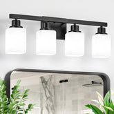 DIKAIDA 4-light vanity light with square frosted glass for a modern bathroom.