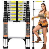 DIMKO telescoping ladder extended to 12.5 ft for high reach work.