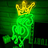 Dipomy Money Neon Sign front view enhances storefront appeal.