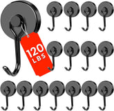 DIYMAG black magnetic hook 120lbs closeup shows powerful hold for heavy items.