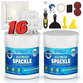 DIYSELF drywall repair kit contents shown for a complete wall fix