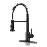 DJS kitchen faucet with pull-down sprayer in oil rubbed bronze for flexible cleaning reach.