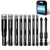 DKIBBITH dry diamond drill bits set in a sturdy case for organized storage