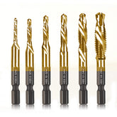DKIBBITH titanium drill-tap set with 6 SAE sizes for versatile metalwork