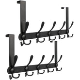 DkOvn over-the-door hook black front view keeps coats organized and off the floor.