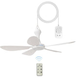 Dladeli 28-inch ceiling fan with detachable blades for easy seasonal storage and travel.