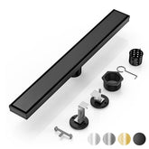 DLONE linear shower drain 24inch matte black with a sleek, modern finish.