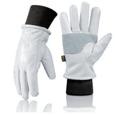 DLY winter gloves for women in cowhide leather showing durable construction for cold-weather work