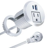 DOACE recessed power grommet on a desk for tidy charging station.