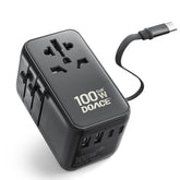 DOACE universal travel adapter with 6-in-1 design and retractable USB-C cable